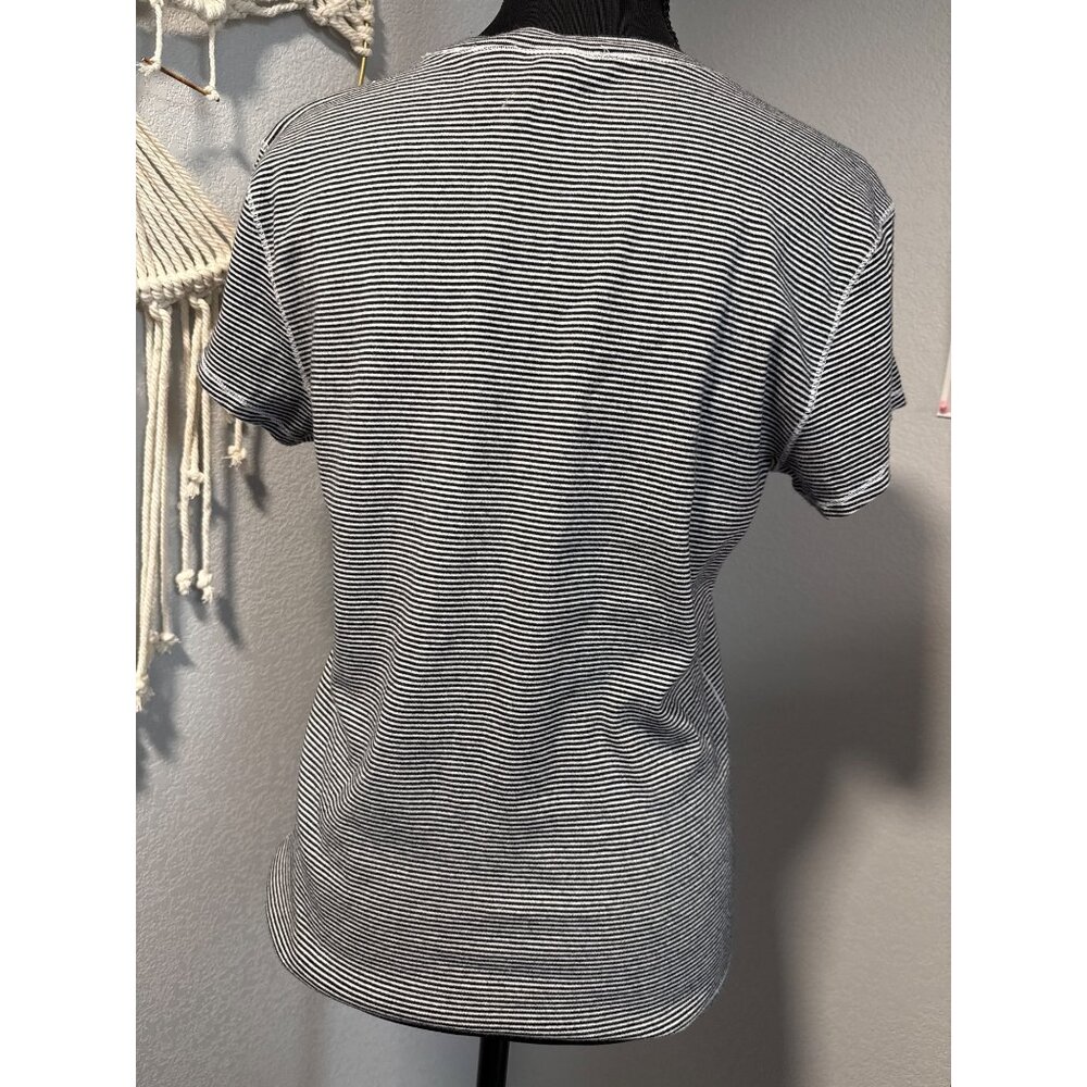 Ralph Lauren Womens XL Striped T-Shirt Black/White Cotton Short Sleeve Crew Neck - Picture 3 of 6